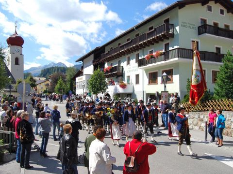 Music group celebrating a festival in St. Anton