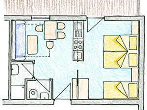 Sketch of the Apartment Top 2 of the 3 star bed and breakfast establishment Kirchplatz in St. Anton am Arlberg in Austria
